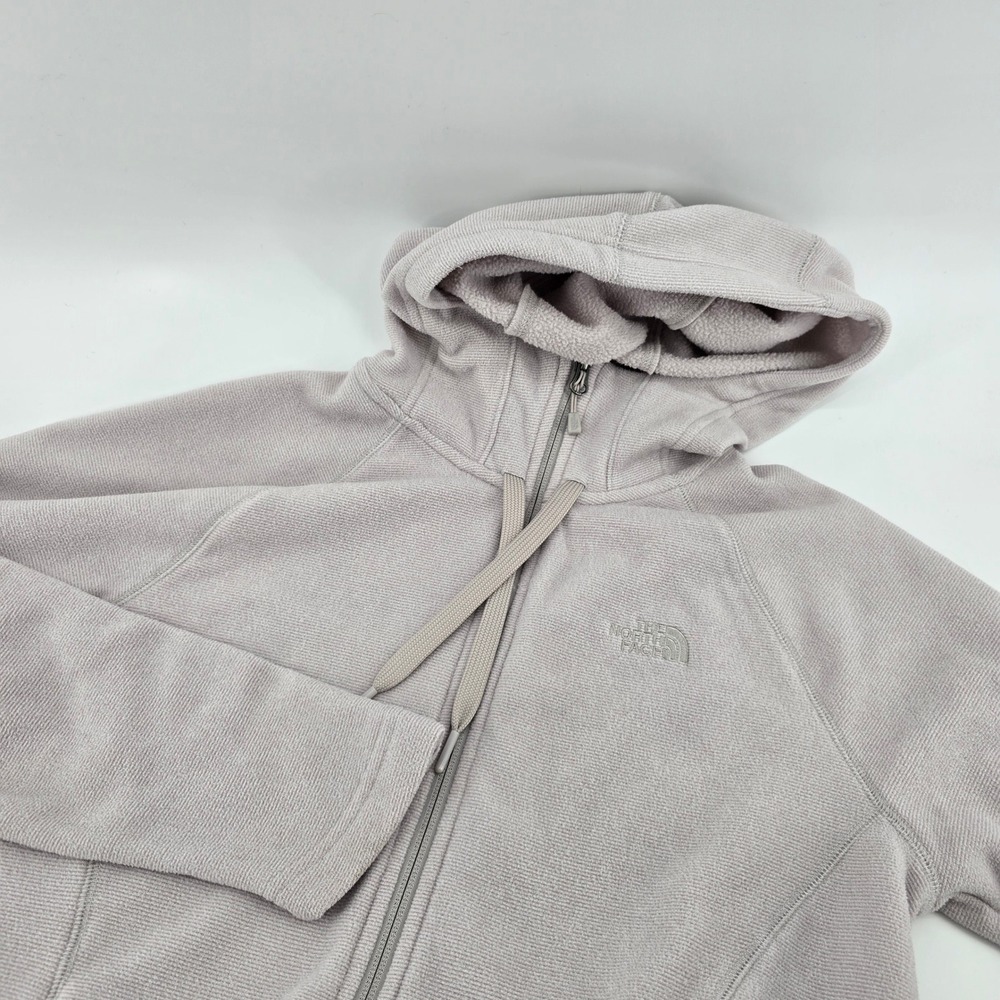 The North Face Fleece Hoodie Womens Full Zip Textured Mauve Grey NF0A2SVT Medium